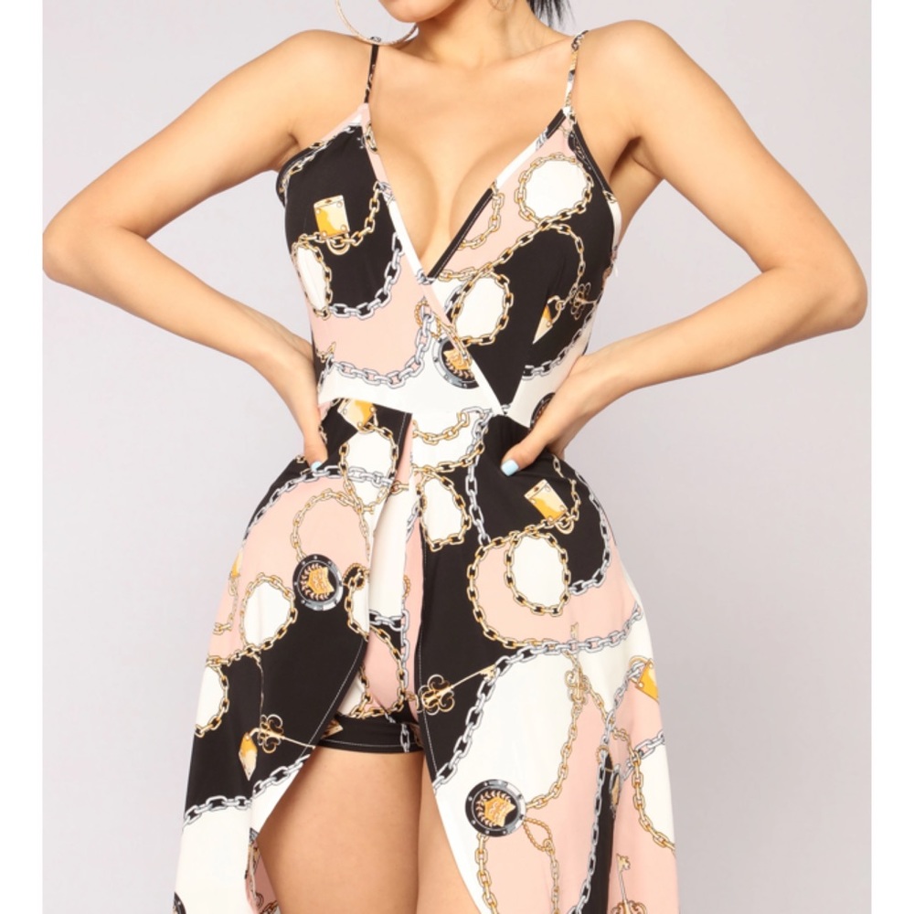 Fashion Nova 
Link To The Past Maxi Romper - Blush Multi